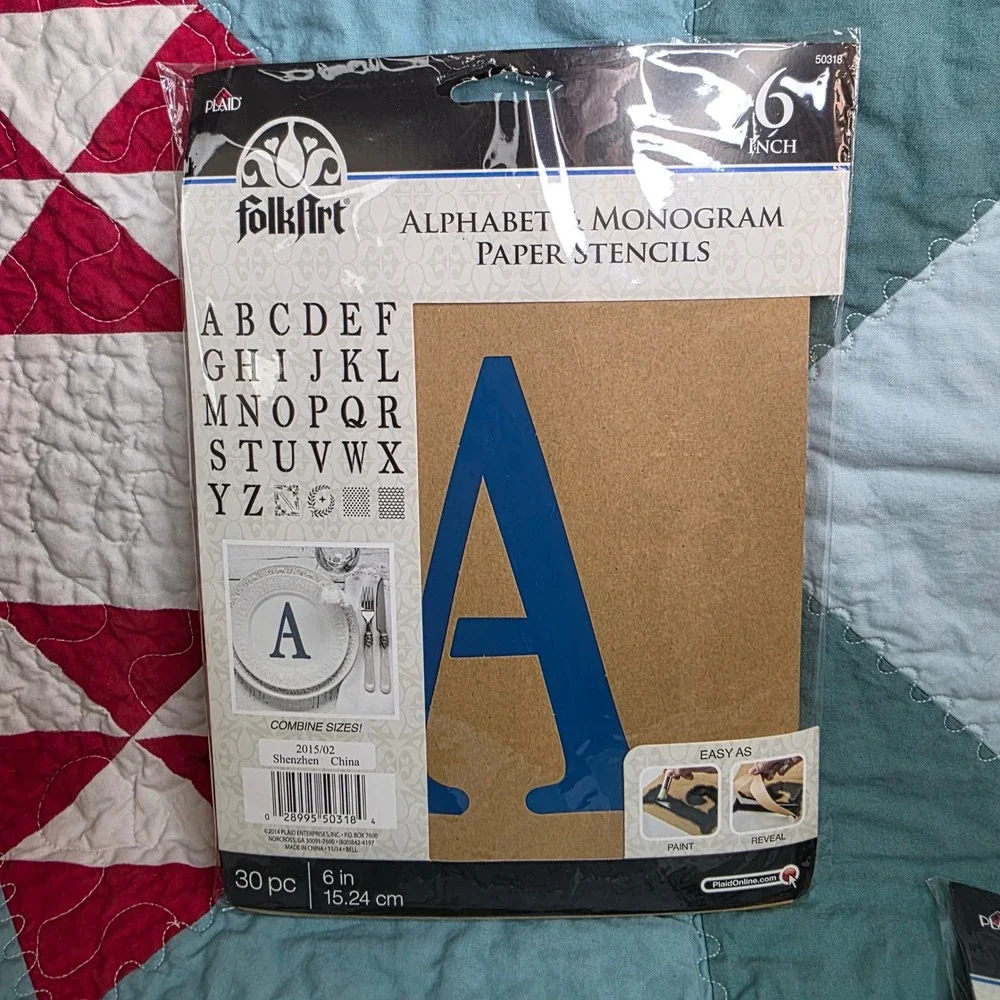 FolkArt Alphabet Monogram Home Decor Paper Stencils Lot of 3 50317 50318 34948